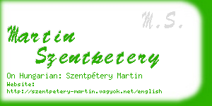 martin szentpetery business card