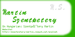 martin szentpetery business card